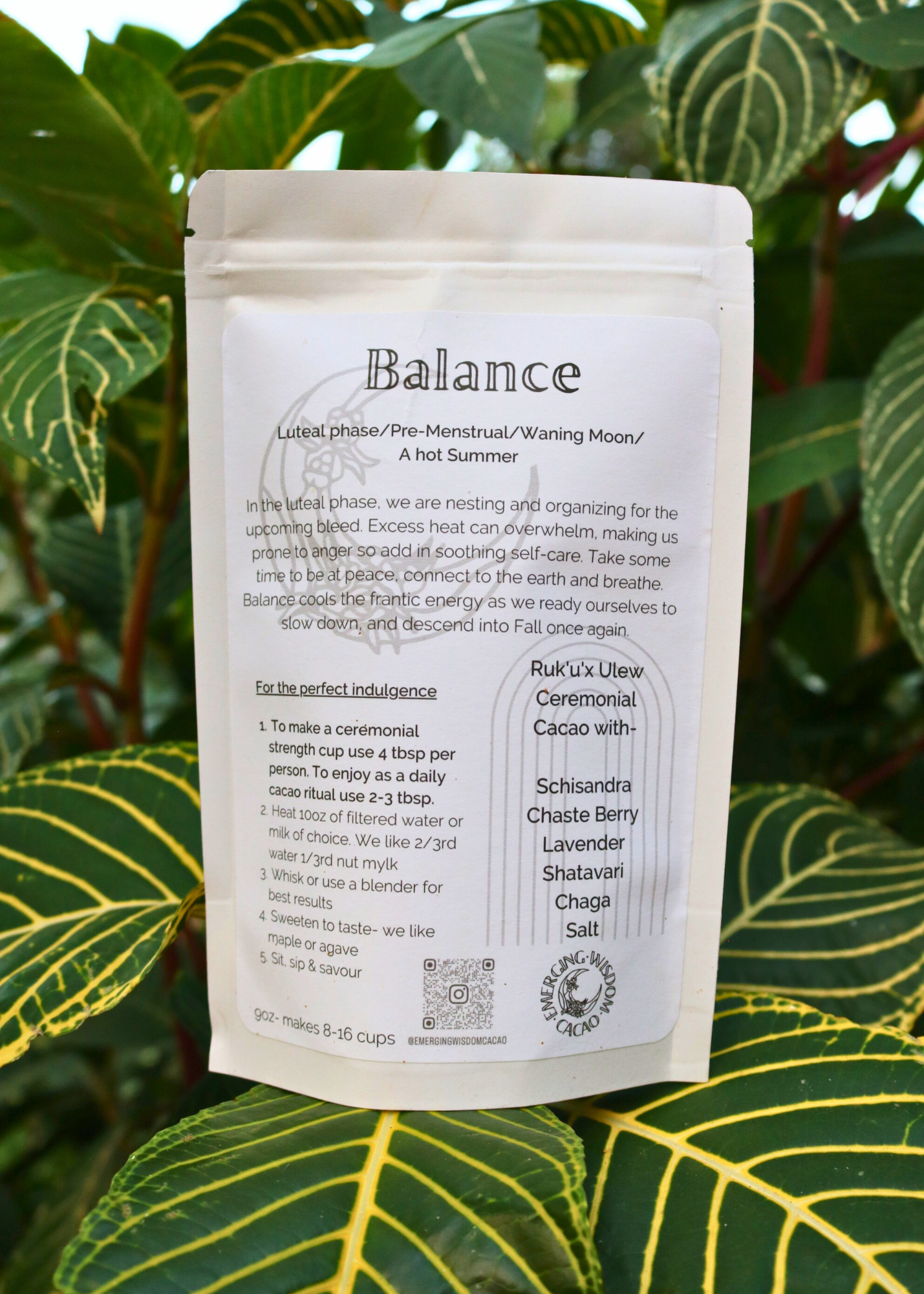 BALANCE Ceremonial Cacao Blend- Luteal/ Waning Moon/ Summer