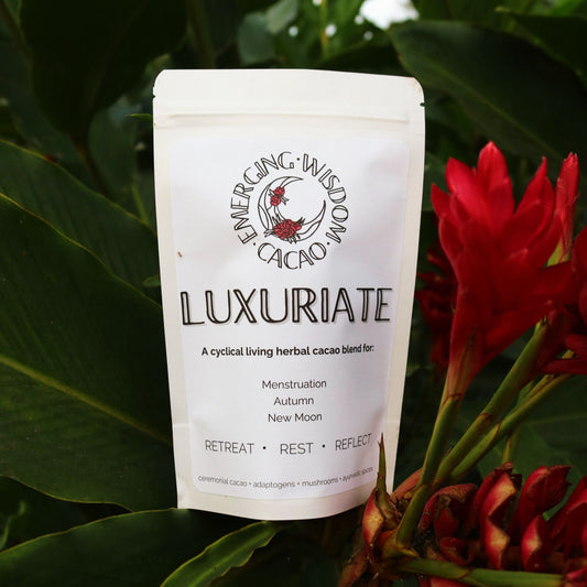 LUXURIATE Ceremonial Cacao Blend- Menstruation/ New Moon/ Fall