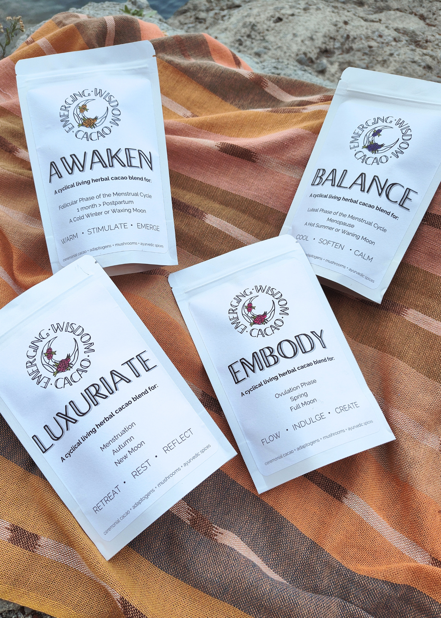 EMBODY Ceremonial Cacao Blends- Ovulation/ Full Moon/ Spring